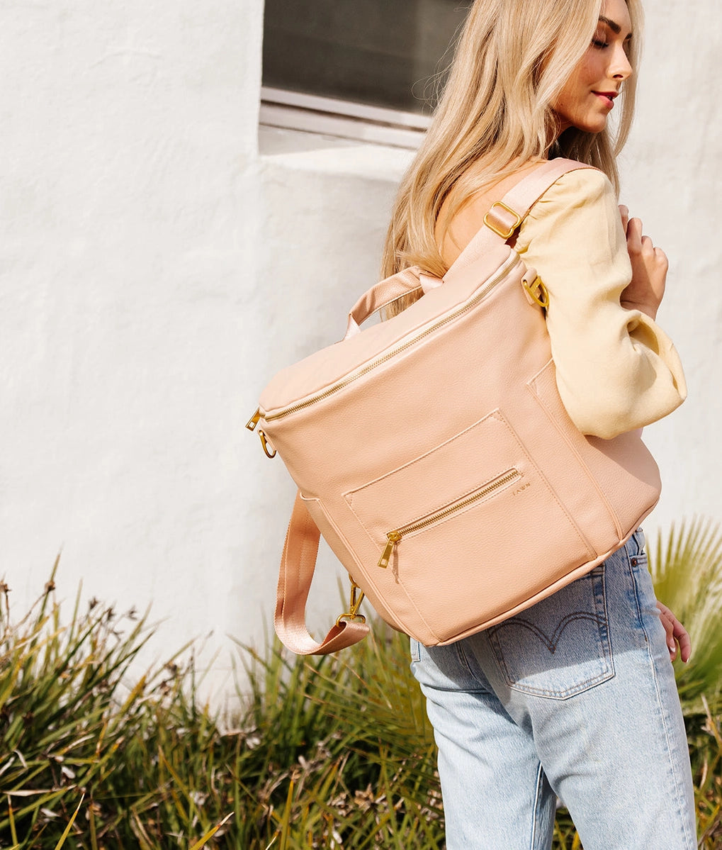Original Diaper Bag Backpack in warm blush, stylish and practical for everyday use.