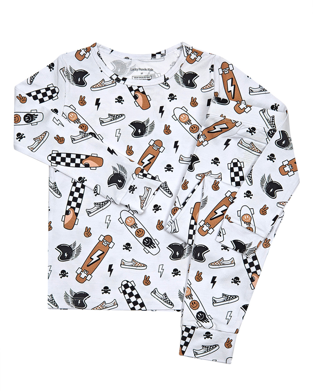 Bamboo Two Piece Set Sk8er with playful skate graphic design, perfect for comfort and street style.