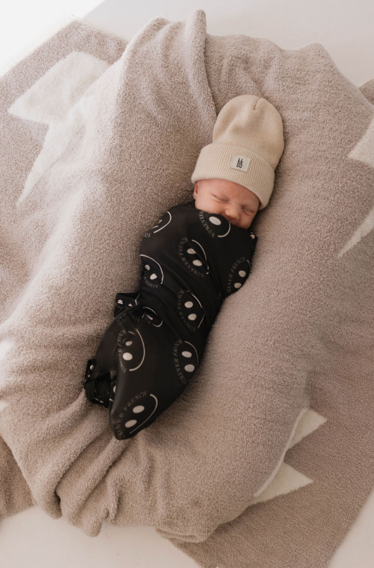 Bamboo Swaddle | ff Smile Charcoal