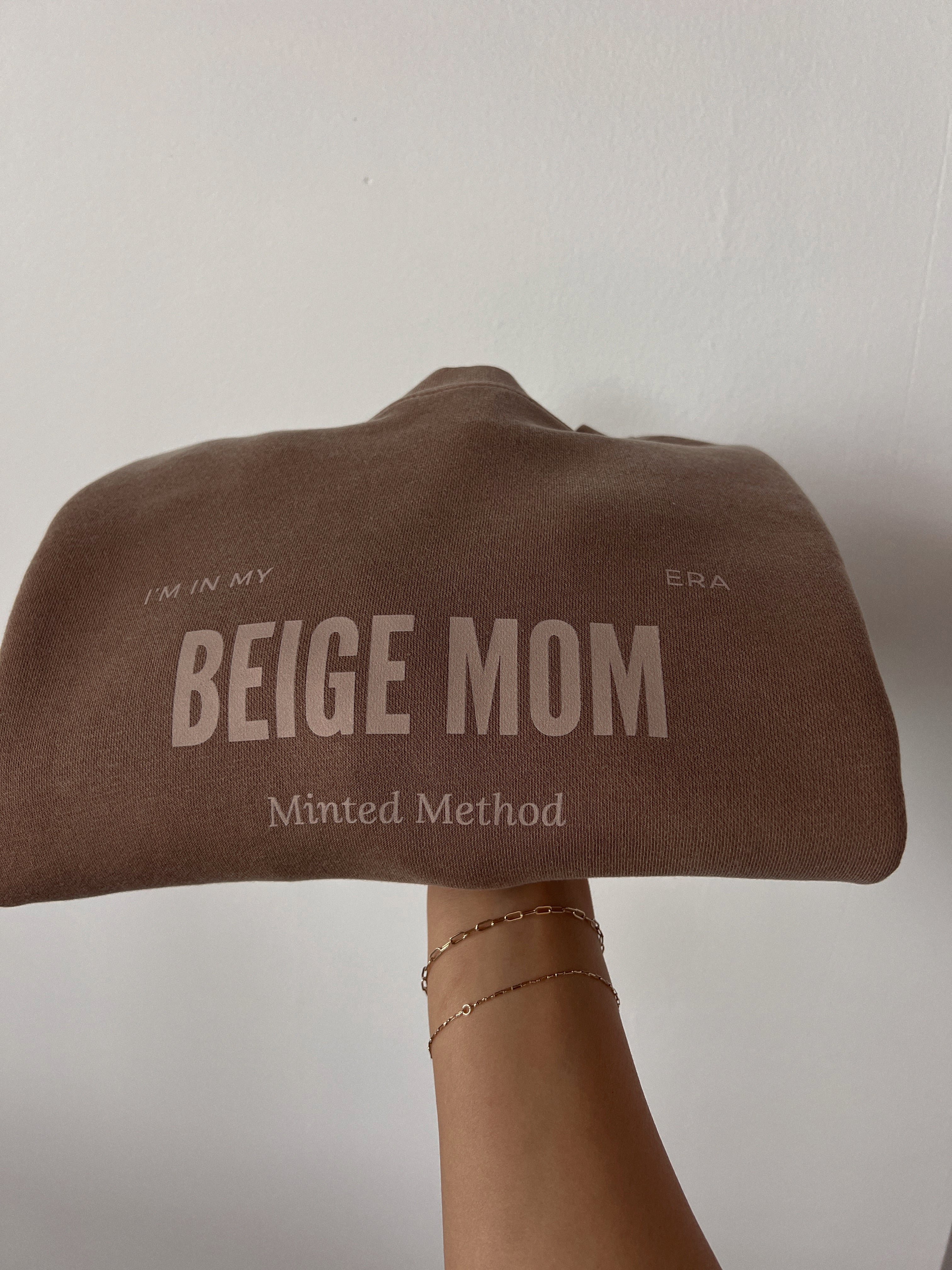 Beige Mom Crew Neck Sweatshirt