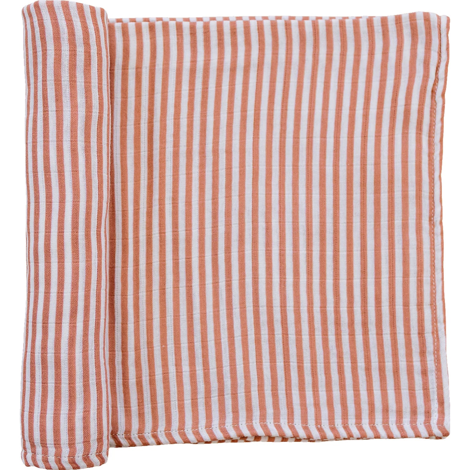 Pink stripes muslin swaddle blanket, lightweight, soft cotton fabric, perfect for wrapping babies and versatile uses.