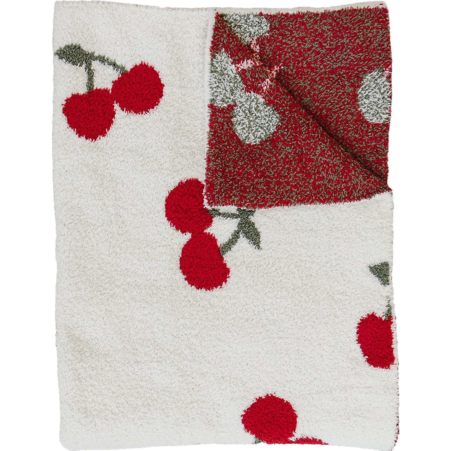 Baby Plush Blanket – Cherry featuring a playful cherry print on soft, breathable plush fabric.