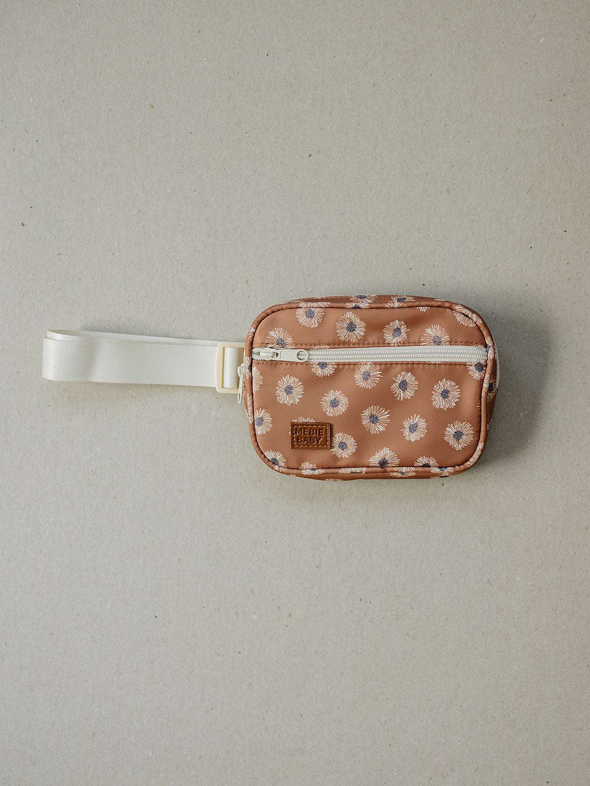 Terracotta sunflower mini fanny pack with zipper closure and adjustable strap, perfect for kids and toddlers.