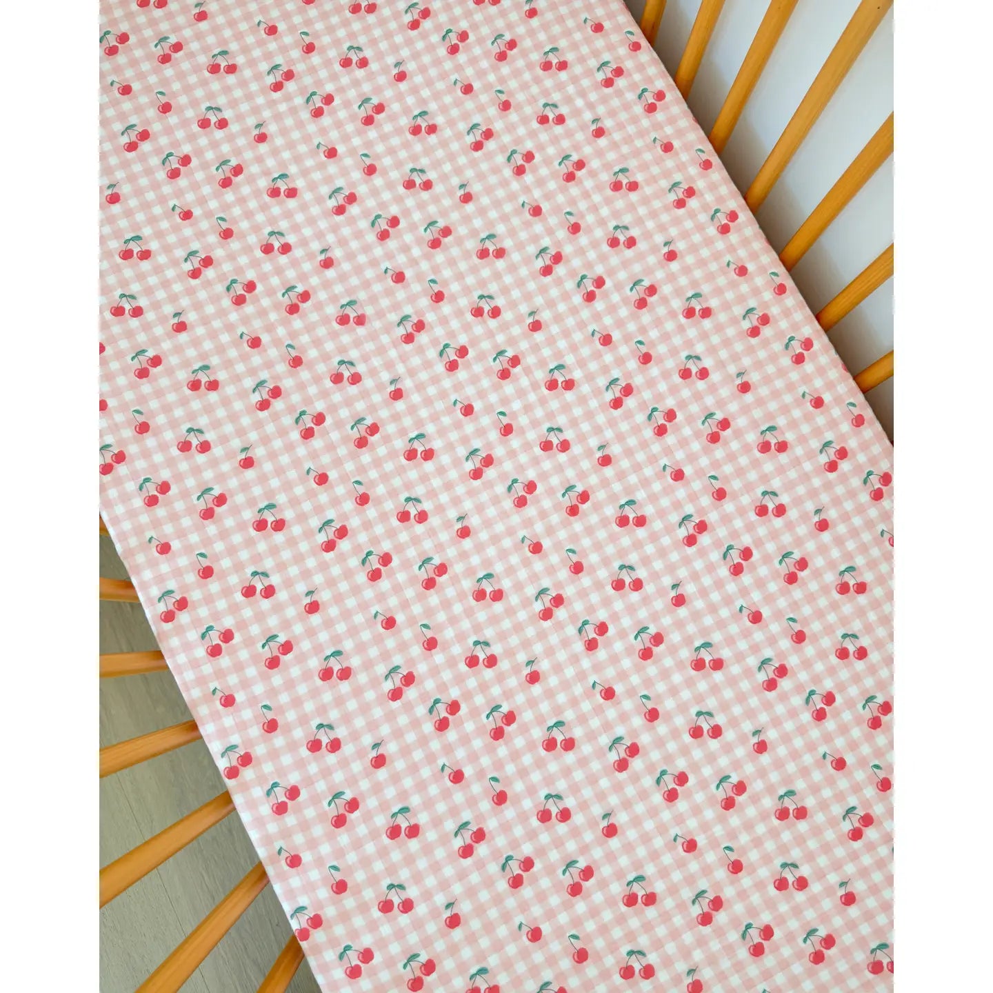Gingham Cherries / Muslin Crib Sheet