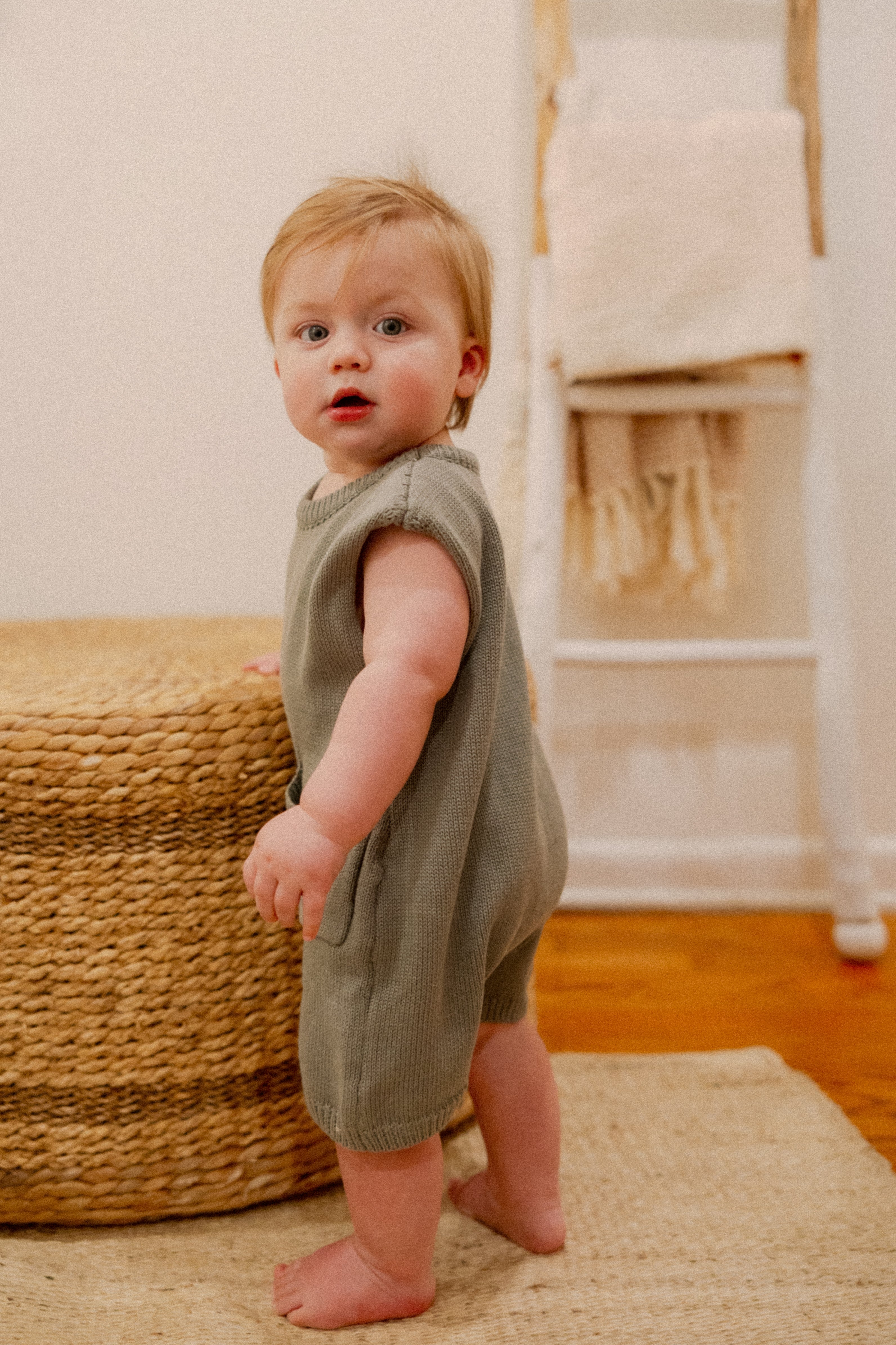 Covey Knit Romper in Green