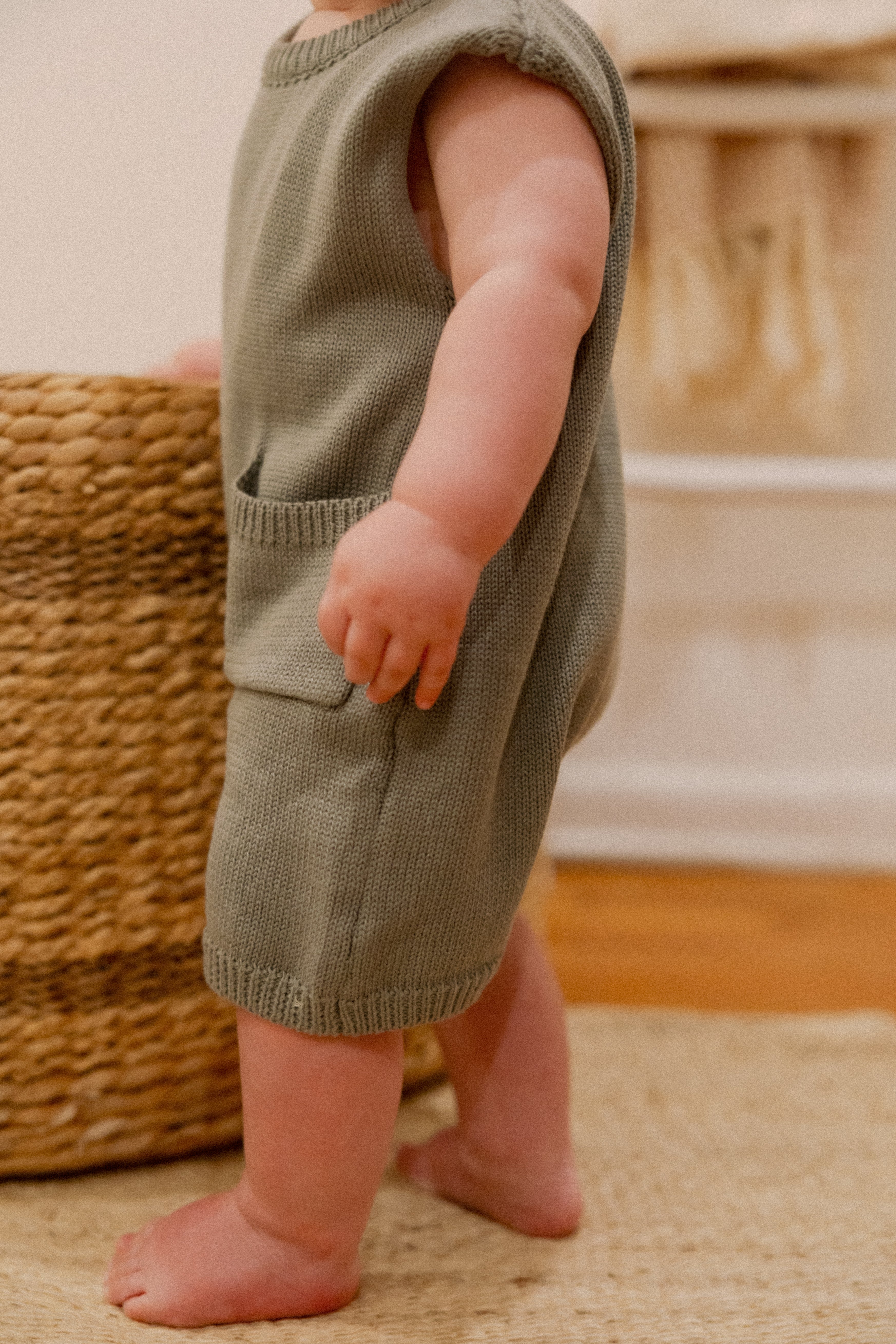 Covey Knit Romper in Green