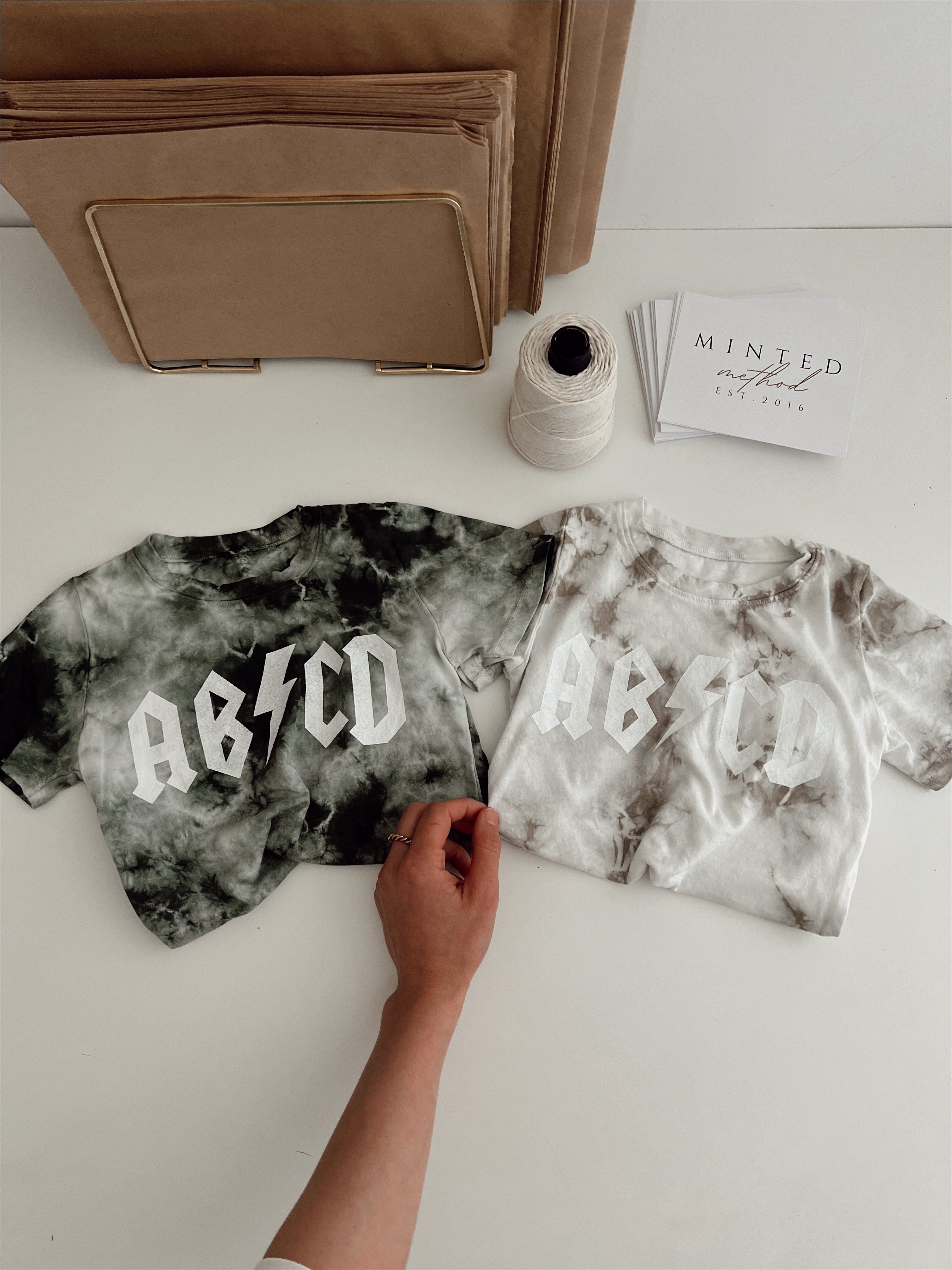 ABCD Tie Dye Tee for kids in green and white with playful design, perfect for fun and stylish everyday wear.