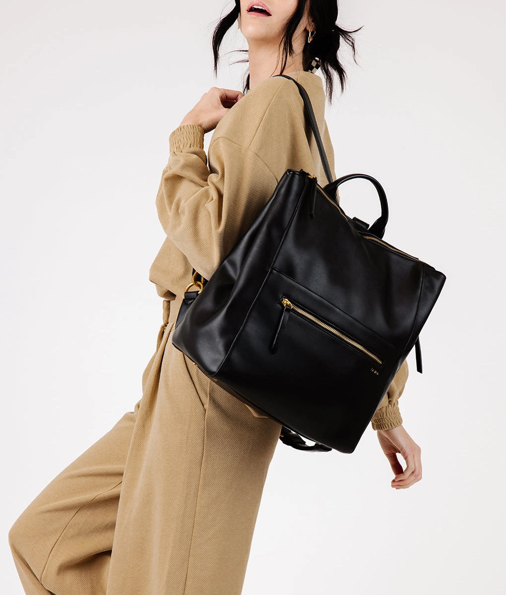 The Square Diaper Bag - Premium Matte Faux Leather Backpack