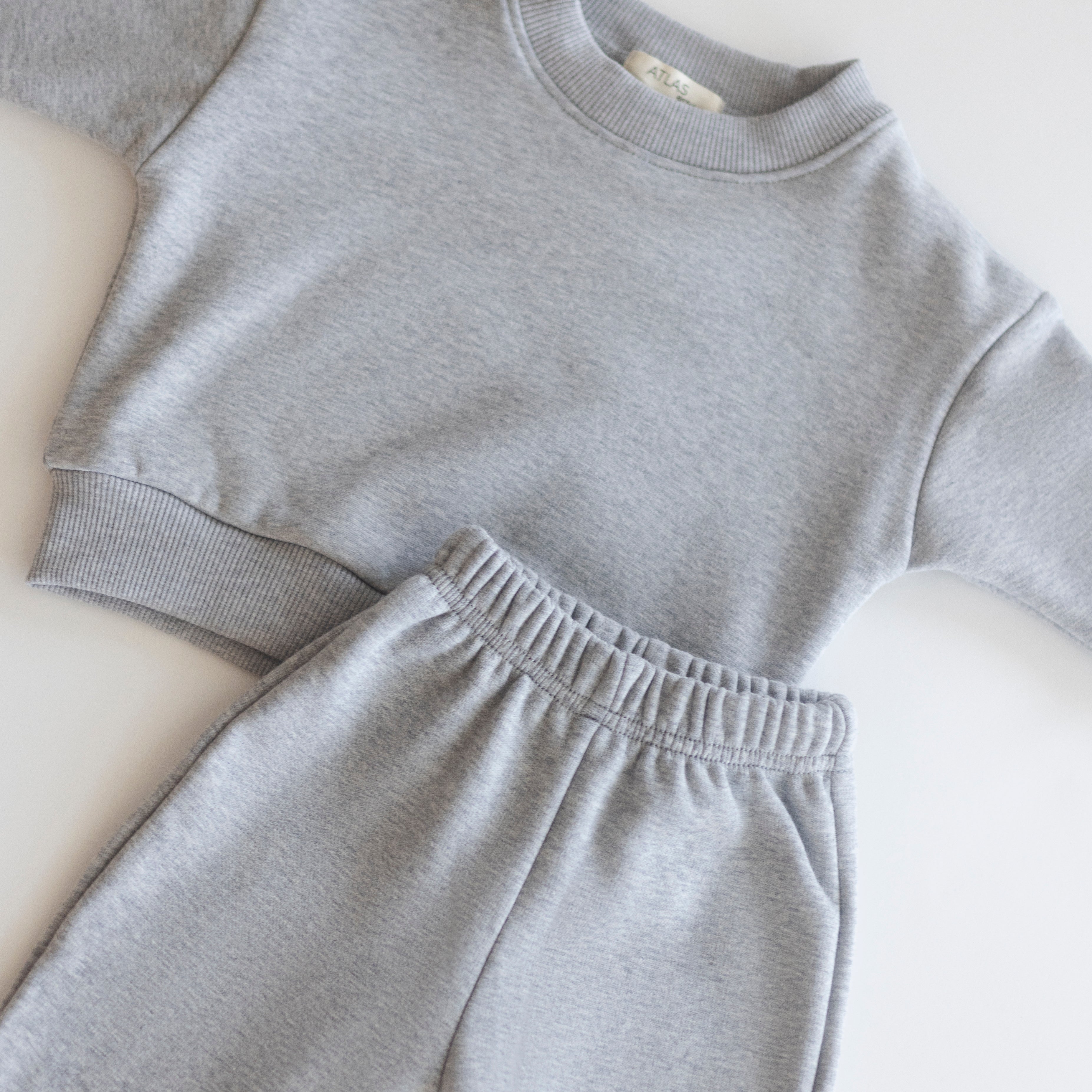 Fleece Sweat Set - Ultra-Soft Neutral Lounge Set in light gray, featuring a cozy sweatshirt and sweatpants.