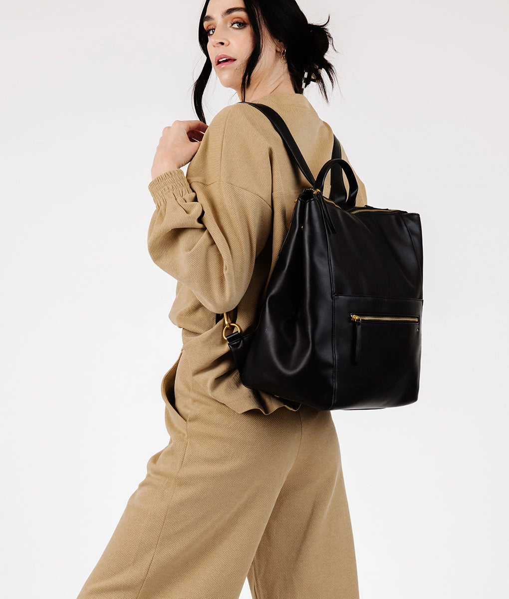 The Square Diaper Bag - Premium Matte Faux Leather Backpack