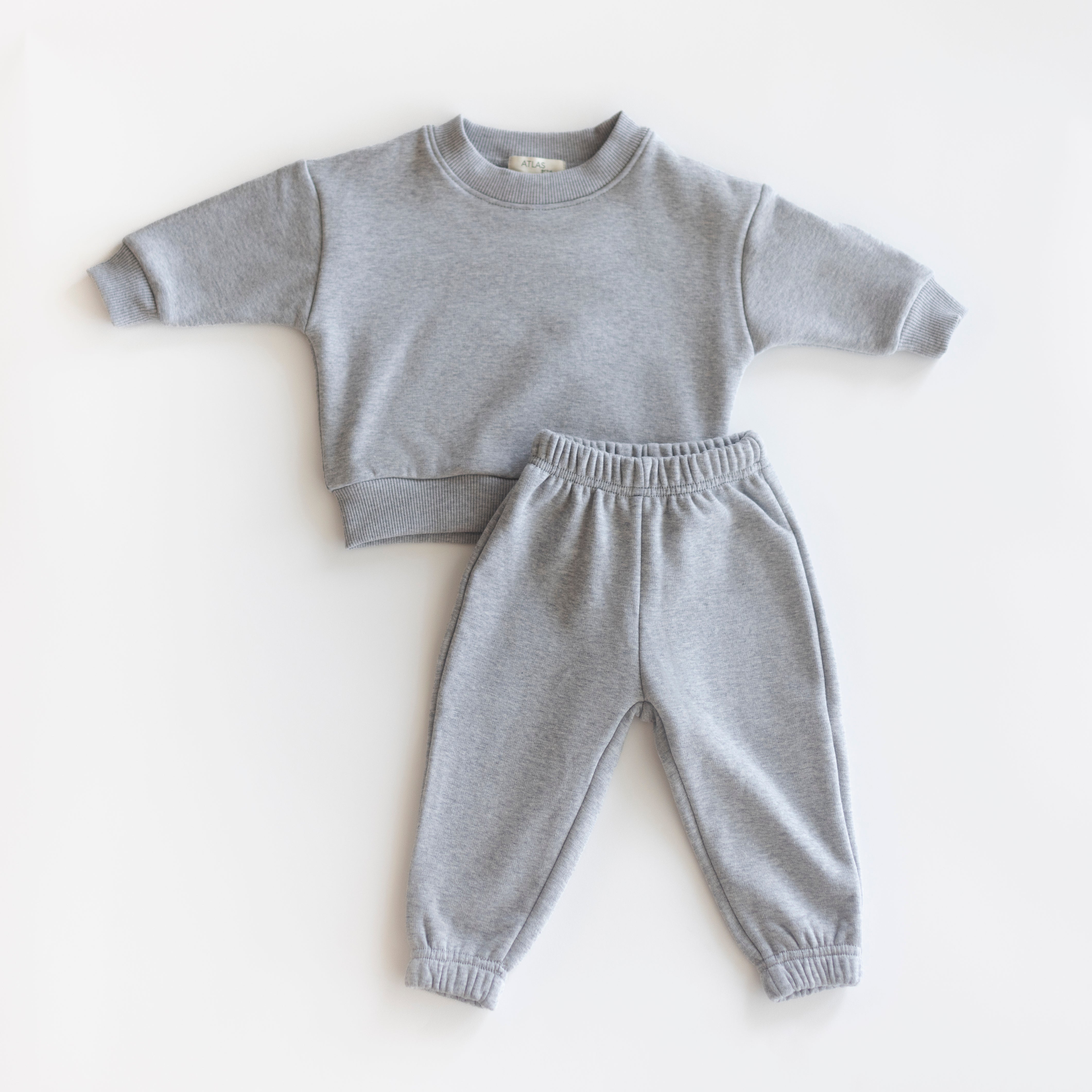 Fleece Sweat Set - Ultra-Soft Neutral Lounge Set in cozy gray with a relaxed fit top and pants.