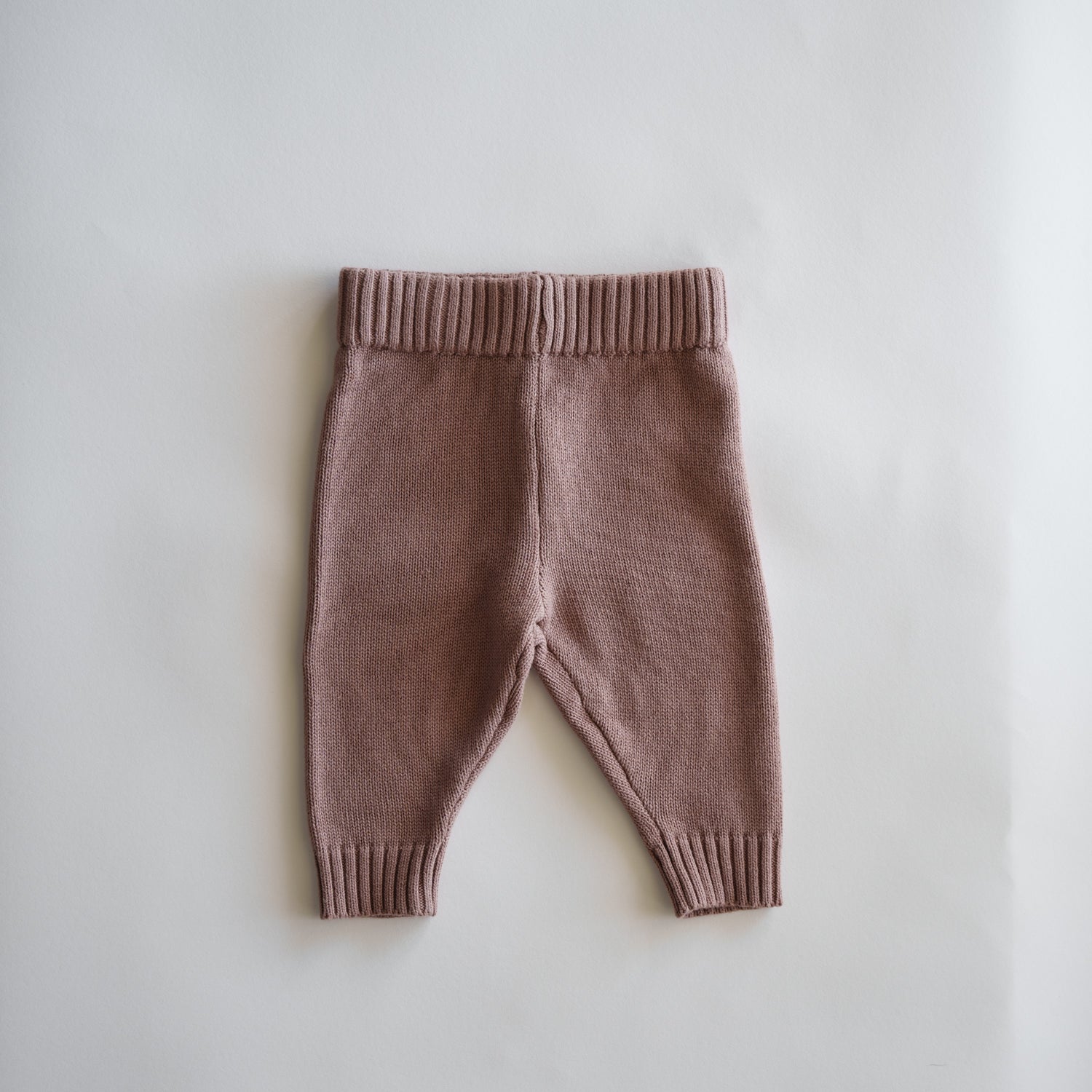 Organic Knit Oversized Pant in soft mauve color, made of 100% organic cotton for baby comfort and style.