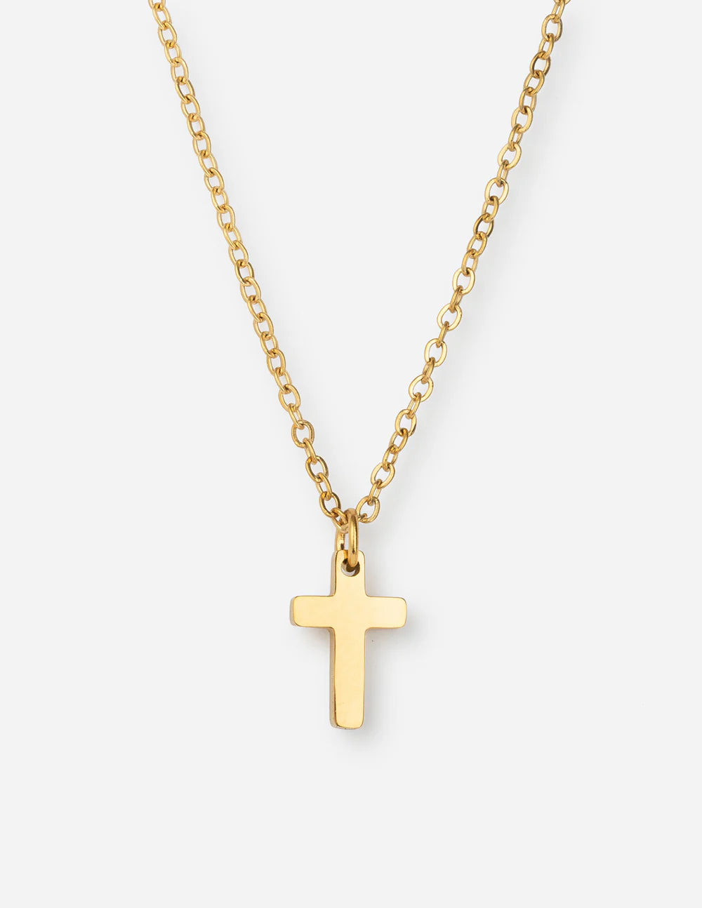 Elegant gold cross necklace for women on a delicate chain, perfect for everyday wear and special occasions.