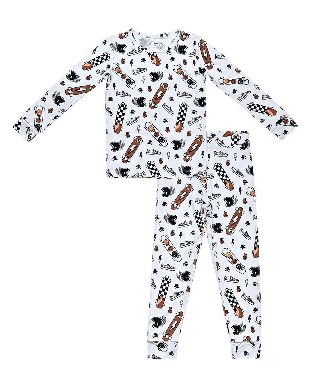 Bamboo Two Piece Set Sk8er featuring playful skateboard graphics and soft comfort for kids.