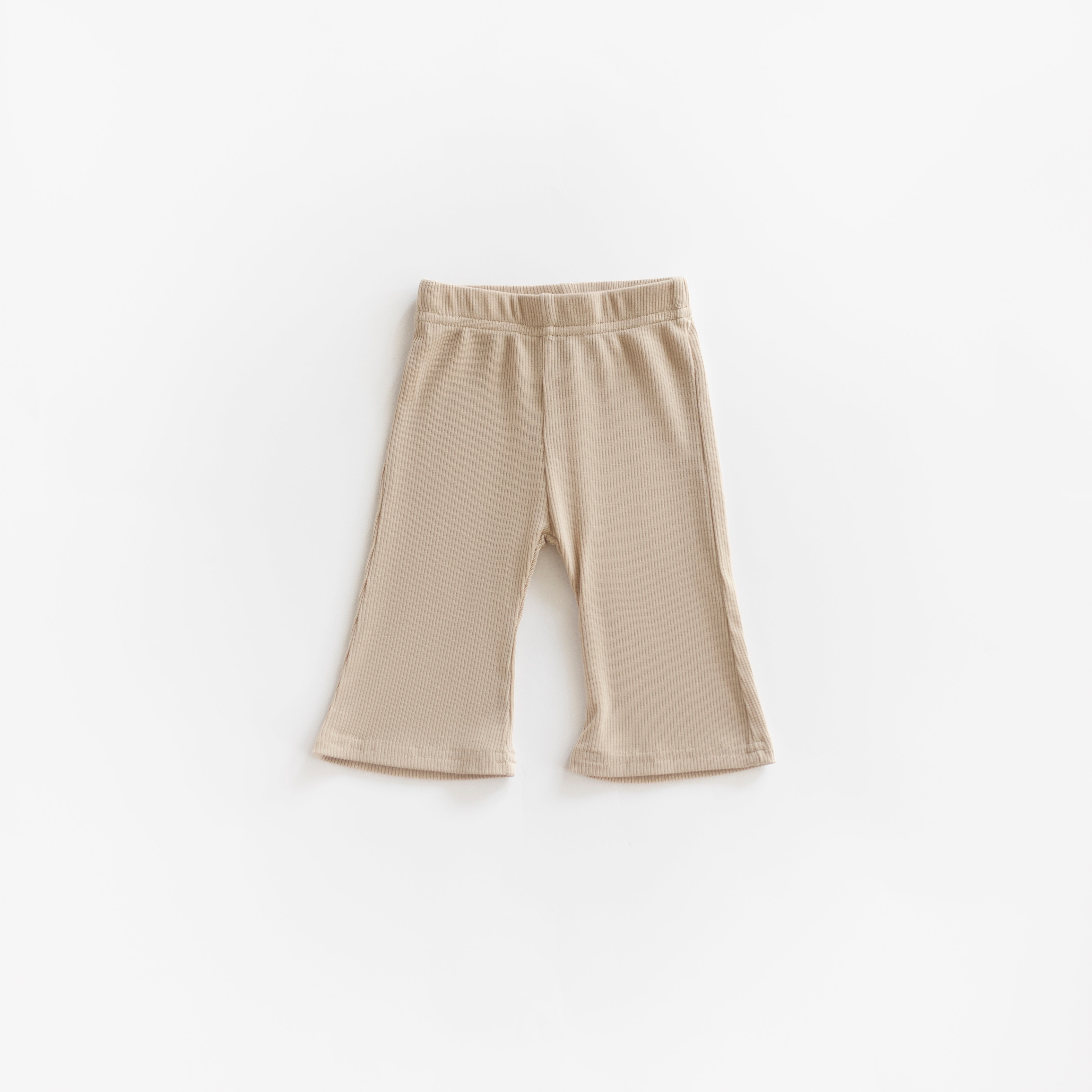Ribbed Modal Wideleg Pant in soft beige color for babies and toddlers, featuring a comfortable wide-leg design.