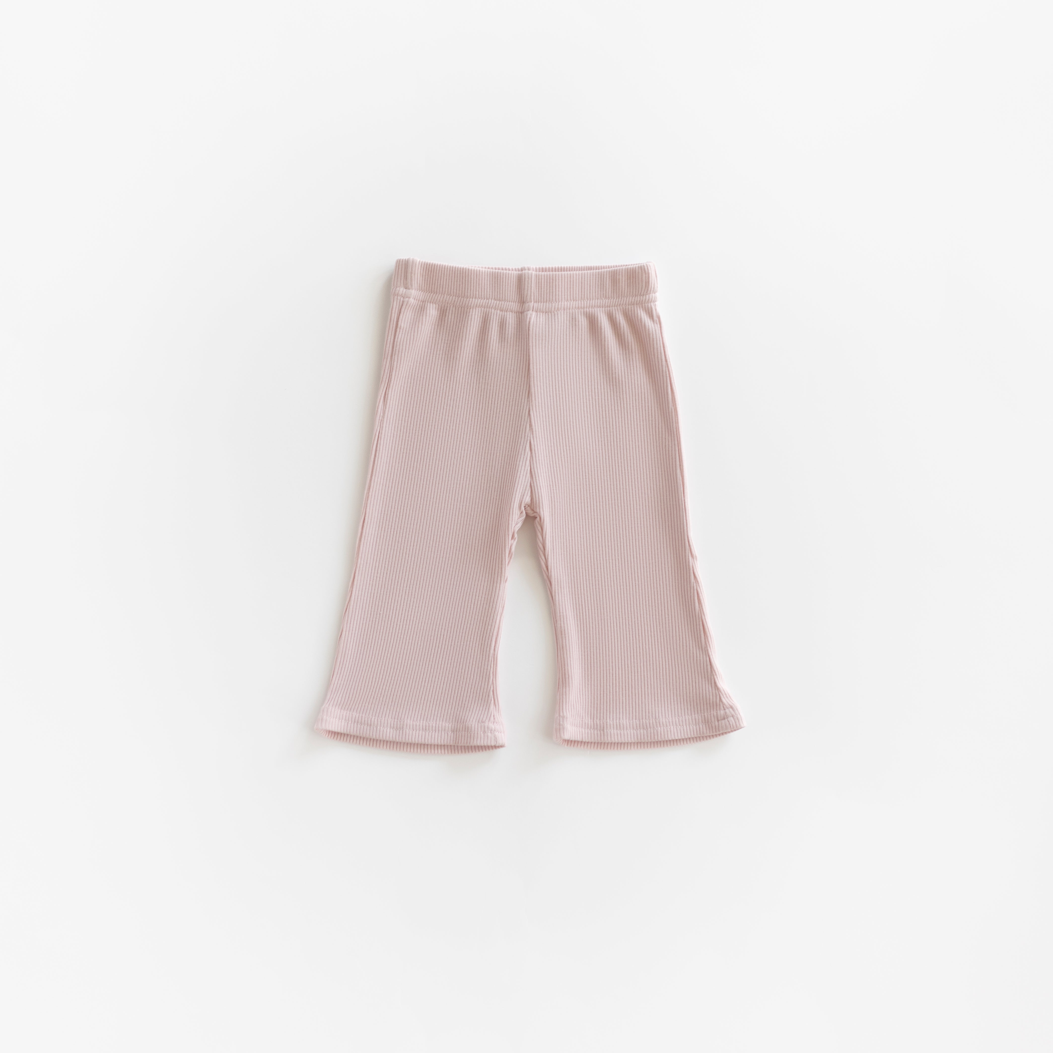 Ribbed Modal Wideleg Pant for baby and toddler, soft modal-blend fabric, cozy wide-leg design in light pink.