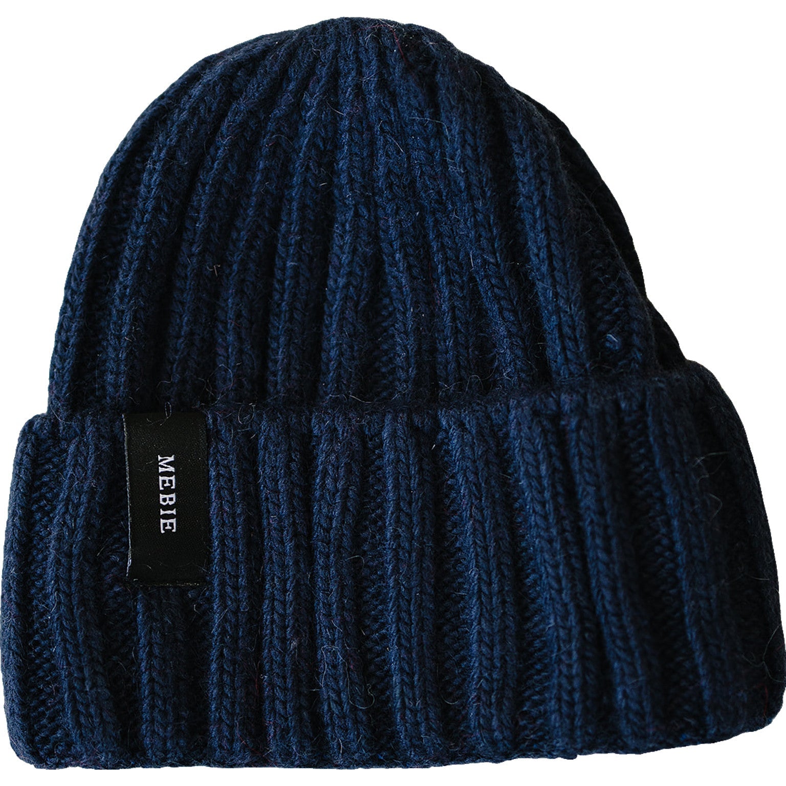 Chunky knit baby beanie in navy color, perfect for keeping little ones warm and stylish.