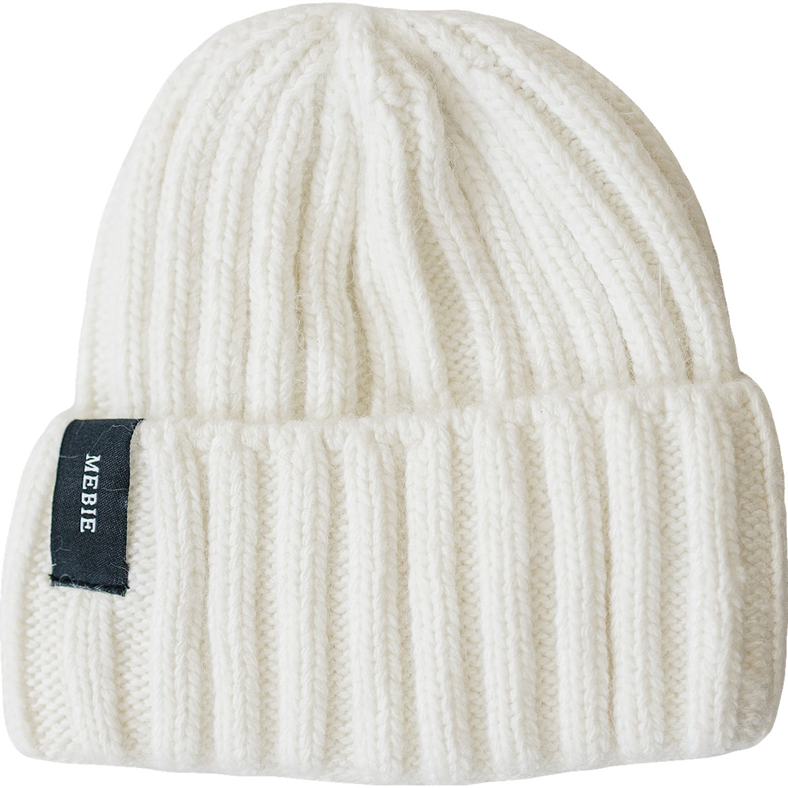 Chunky knit baby beanie in white, soft and cozy for infants aged 0-12 months, perfect for all occasions.
