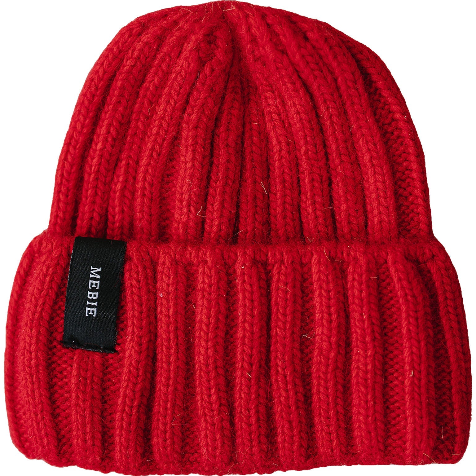 Chunky knit baby beanie in vibrant red color, perfect for babies 0-12 months, soft and cozy.