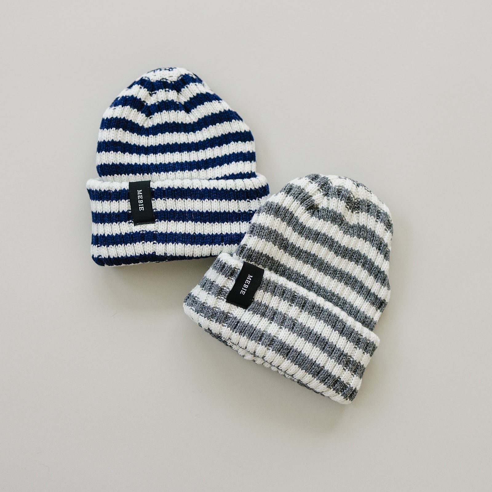 Chunky Knit Baby Beanie – Grey & White