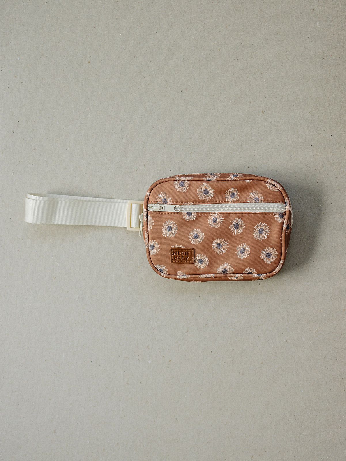 Terracotta sunflower mini fanny pack with zipper closure and adjustable strap, perfect for kids and toddlers.