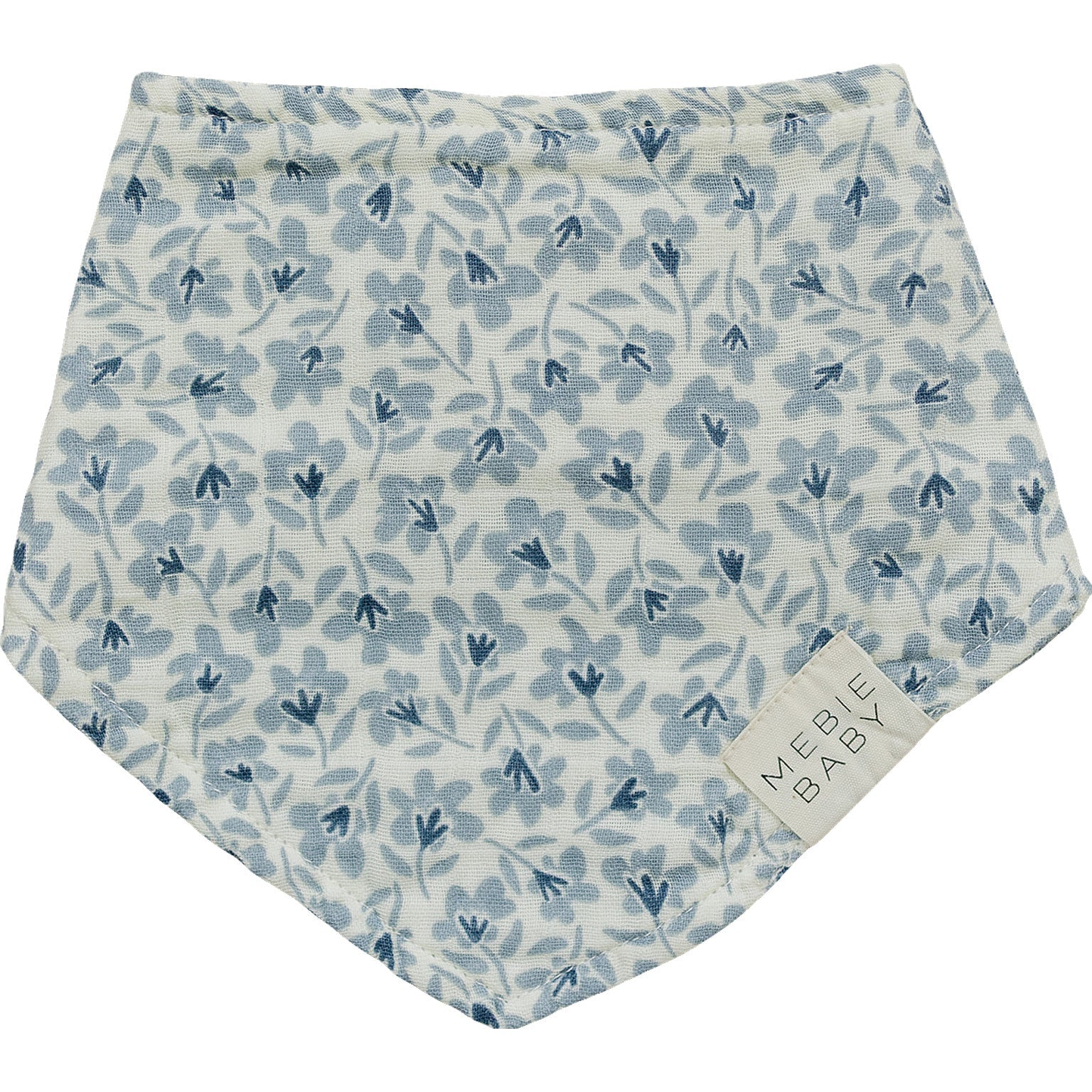 Blue Blossom Classic Muslin Bib by Mebie Baby, soft and absorbent fabric perfect for feeding and teething.